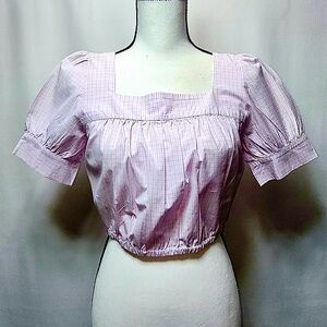 Nim Lavender Plaid Crop Top